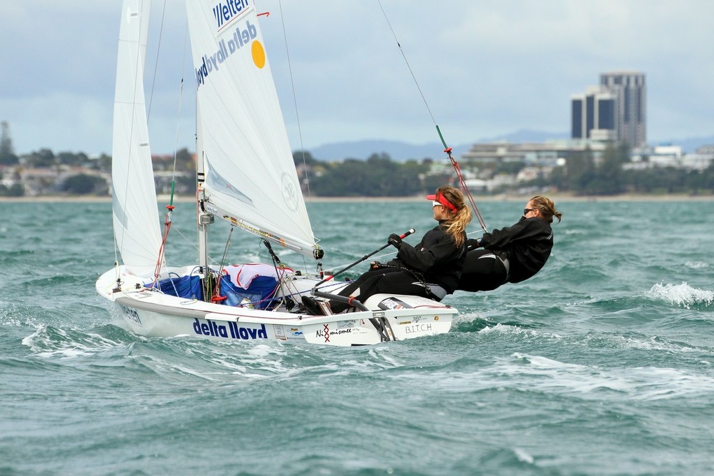 Netherland’s Afrodite Kyranakou and Jeske Kisters  - 2012 - 470 Junior Worlds Day 5 © Richard Gladwell www.photosport.co.nz